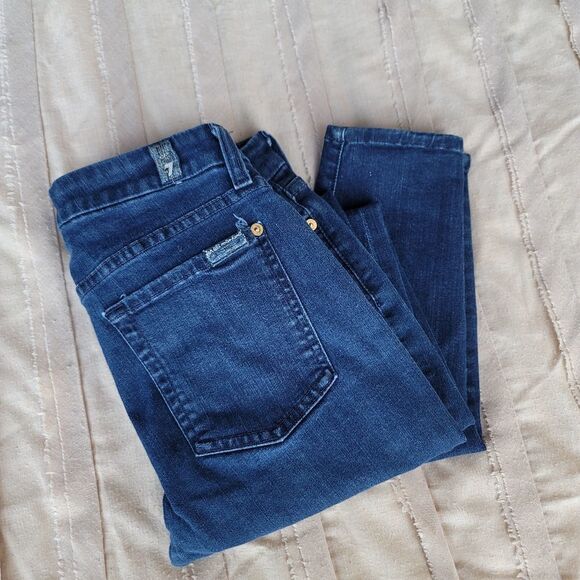 7 For All Mankind Dark Wash Skinny Jeans - Picture 1 of 8